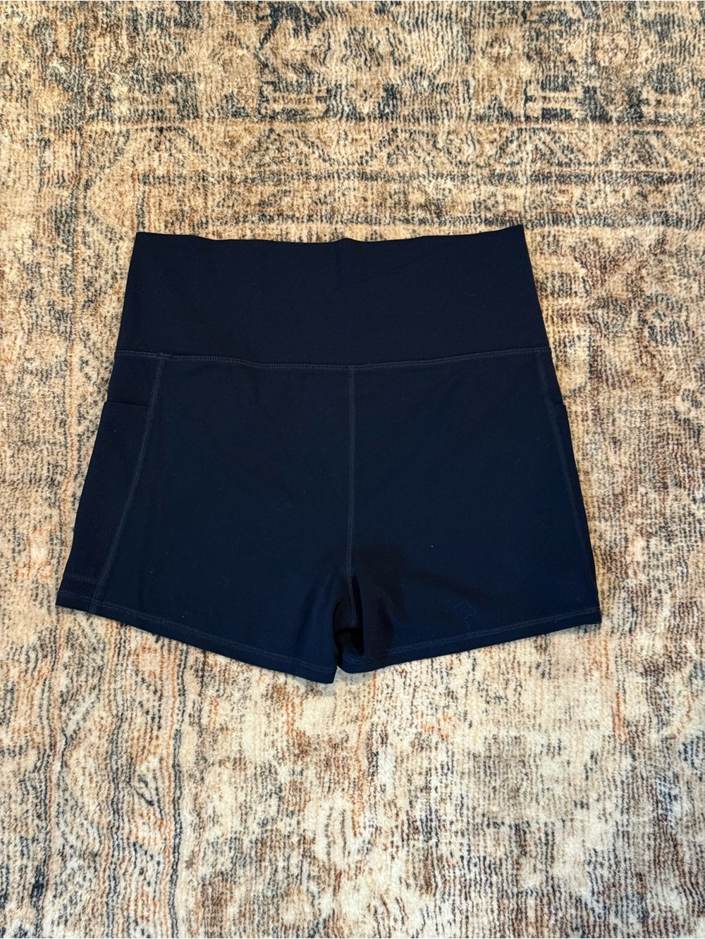Free People Navy High-Waist Bike Shorts with Side Pockets - Picture 4 of 6